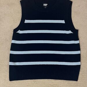 Lands' End Women’s S Navy & Light Blue Striped Sweater Vest